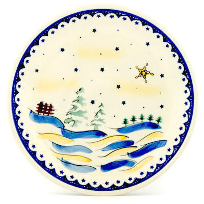 Polish Pottery Platter 13&quot; Winter Wonderland