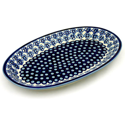 Polish Pottery Platter 14&quot; Aloha Blue