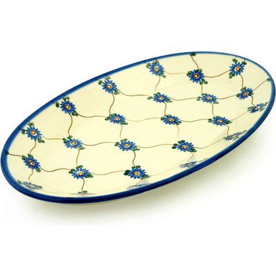 Polish Pottery Platter 14&quot; Aster Trellis