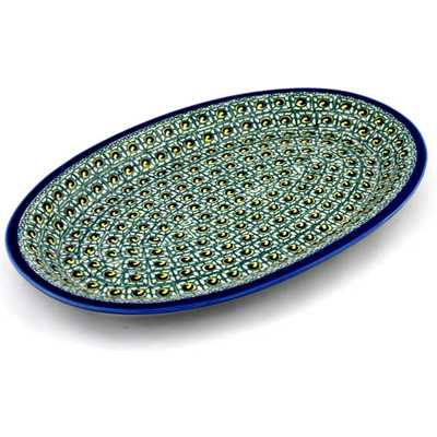 Polish Pottery Platter 14&quot; Avocado