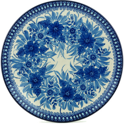 Polish Pottery Platter 14&quot; Bleu Boquet UNIKAT