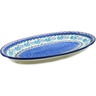 Polish Pottery Platter 14&quot; Blooming Blues