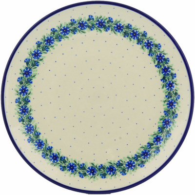 Polish Pottery Platter 14&quot; Blue Bell Wreath