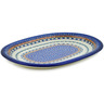 Polish Pottery Platter 14&quot; Blue Cress