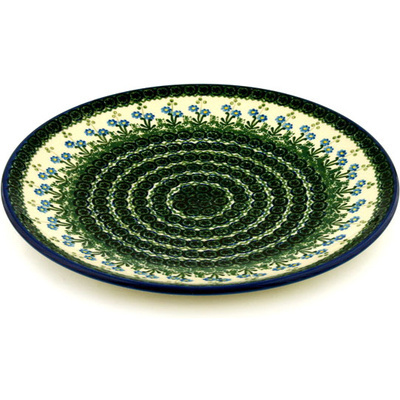 Polish Pottery Platter 14" Blue Daisy Circle