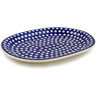 Polish Pottery Platter 14&quot; Blue Eyed Peacock