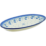 Polish Pottery Platter 14&quot; Blue Grapevine
