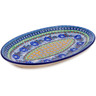 Polish Pottery Platter 14&quot; Blue Poppy Circle UNIKAT