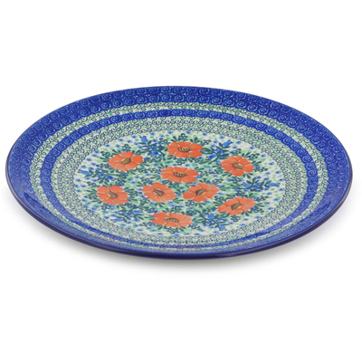 Polish Pottery Platter 14&quot; Bluebells And Lace UNIKAT