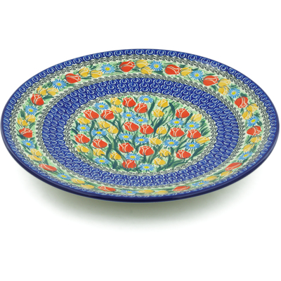 Polish Pottery Platter 14&quot; Breathtaking Tulips UNIKAT