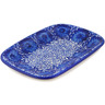 Polish Pottery Platter 14&quot; Cobalt Fantasy