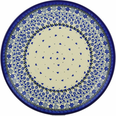 Polish Pottery Platter 14&quot; Daisy Blues