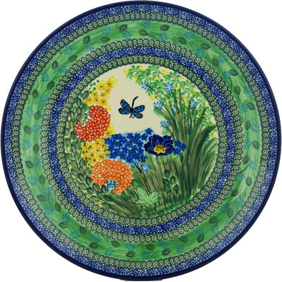 Polish Pottery Platter 14&quot; Dragonfly Delight UNIKAT