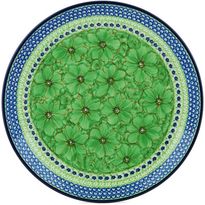 Polish Pottery Platter 14&quot; Key Lime Dreams UNIKAT