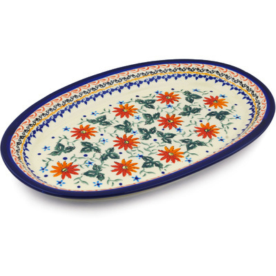 Polish Pottery Platter 14&quot; Mexican Flame UNIKAT