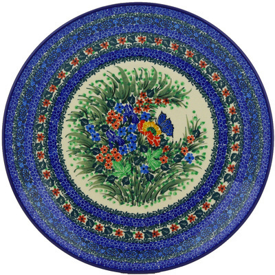 Polish Pottery Platter 14&quot; Mosaic Butterfly UNIKAT