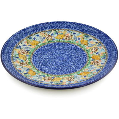 Polish Pottery Platter 14&quot; Ocean Whisper UNIKAT