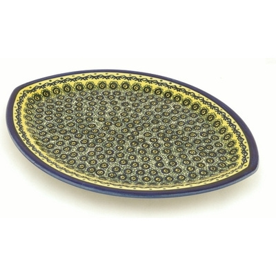 Polish Pottery Platter 14&quot; Peacock Bumble Bee