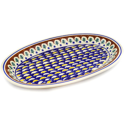 Polish Pottery Platter 14" Pine Boughs