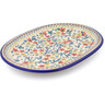 Polish Pottery Platter 14&quot; Red Anemone Meadow UNIKAT