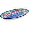 Polish Pottery Platter 14" Red Pansy