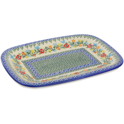 Polish Pottery Platter 14&quot; Ring Of Meadow Flowers