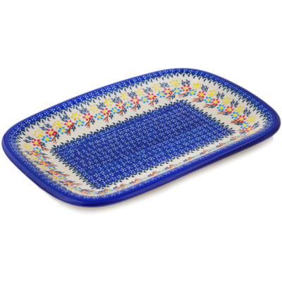 Polish Pottery Platter 14&quot; Spring Flower Ring