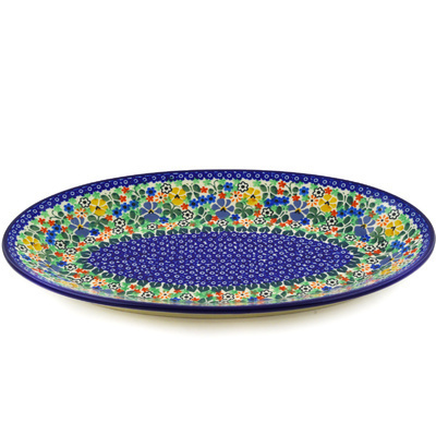 Polish Pottery Platter 14&quot; Spring Garden UNIKAT