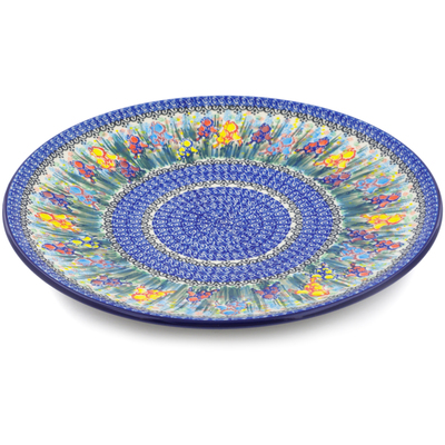 Polish Pottery Platter 14&quot; Spring Iris UNIKAT