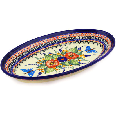 Polish Pottery Platter 14&quot; Spring Splendor UNIKAT