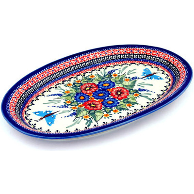 Polish Pottery Platter 14&quot; Spring Splendor UNIKAT