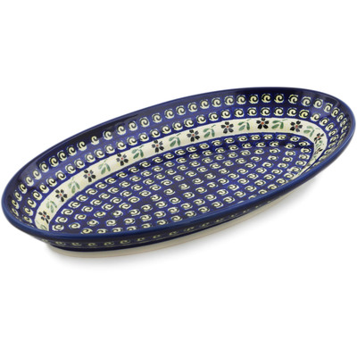 Polish Pottery Platter 14&quot; Stargazer Fields