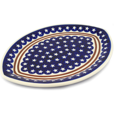 Polish Pottery Platter 14&quot; Stars And Stripes