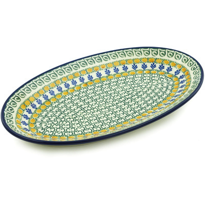 Polish Pottery Platter 15&quot; Autumn Weatfields