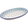 Polish Pottery Platter 15&quot; Baby Blue Garden