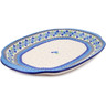 Polish Pottery Platter 15&quot; Blue And Green Flower Dream
