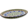 Polish Pottery Platter 15&quot; Blue Poppy Circle UNIKAT