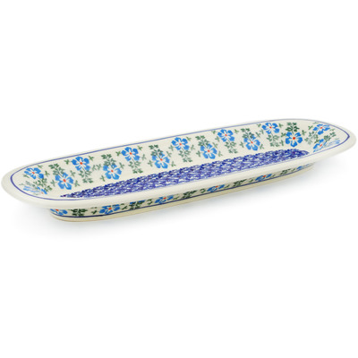 Polish Pottery Platter 15" Blue Summer