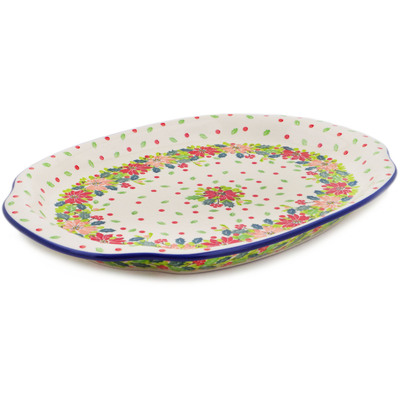 Polish Pottery Platter 15&quot; Christmas Flower UNIKAT