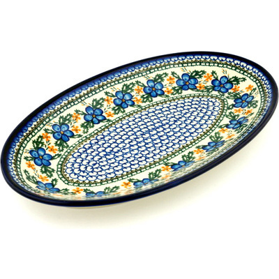 Polish Pottery Platter 15&quot; Cobblestone Garden