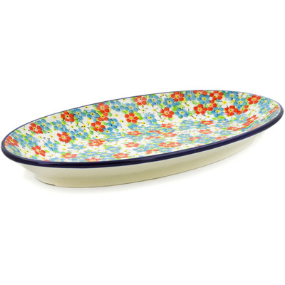 Polish Pottery Platter 15&quot; Colorful Dizziness UNIKAT