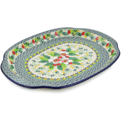 Polish Pottery Platter 15&quot; Country Boutique UNIKAT