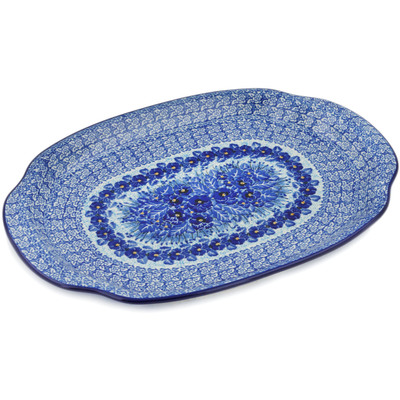 Polish Pottery Platter 15&quot; Deep Winter UNIKAT