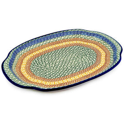 Polish Pottery Platter 15&quot; Grecian Sea