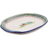 Polish Pottery Platter 15&quot; Green Village UNIKAT