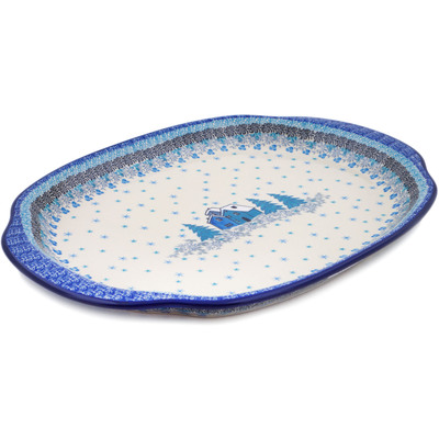 Polish Pottery Platter 15&quot; Magical Night UNIKAT