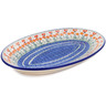 Polish Pottery Platter 15&quot; Peach Spring Daisy