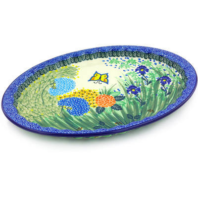 Polish Pottery Platter 15&quot; Spring Garden UNIKAT