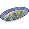 Polish Pottery Platter 15&quot; Spring Iris UNIKAT