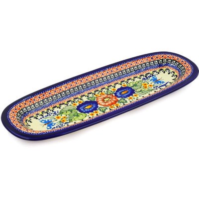 Polish Pottery Platter 15" Spring Splendor UNIKAT
